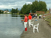 Public fishing area on the south shore of Jewel Lake in Anchorage.